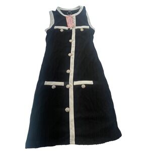 SHEIN Sleeveless Dress Black & White Trim Gold Buttons Size S EU 36‎ US 4 NWT